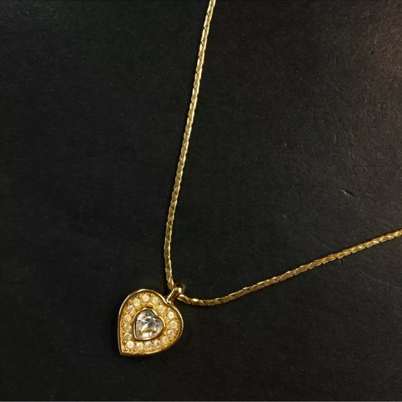 Christian Dior Heart Crystal Rhinestones Necklace - Picture 2 of 7
